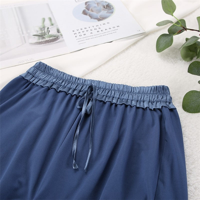 Solid Color Sleeveless Crewneck Tank Top and Wide Leg Pants Set - Loungewear