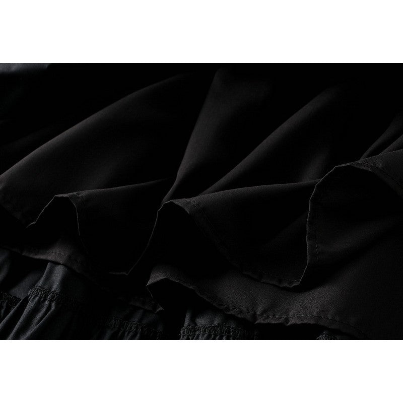 Elegant Solid Color Elastic Waist Ruffled A-Line Skirt