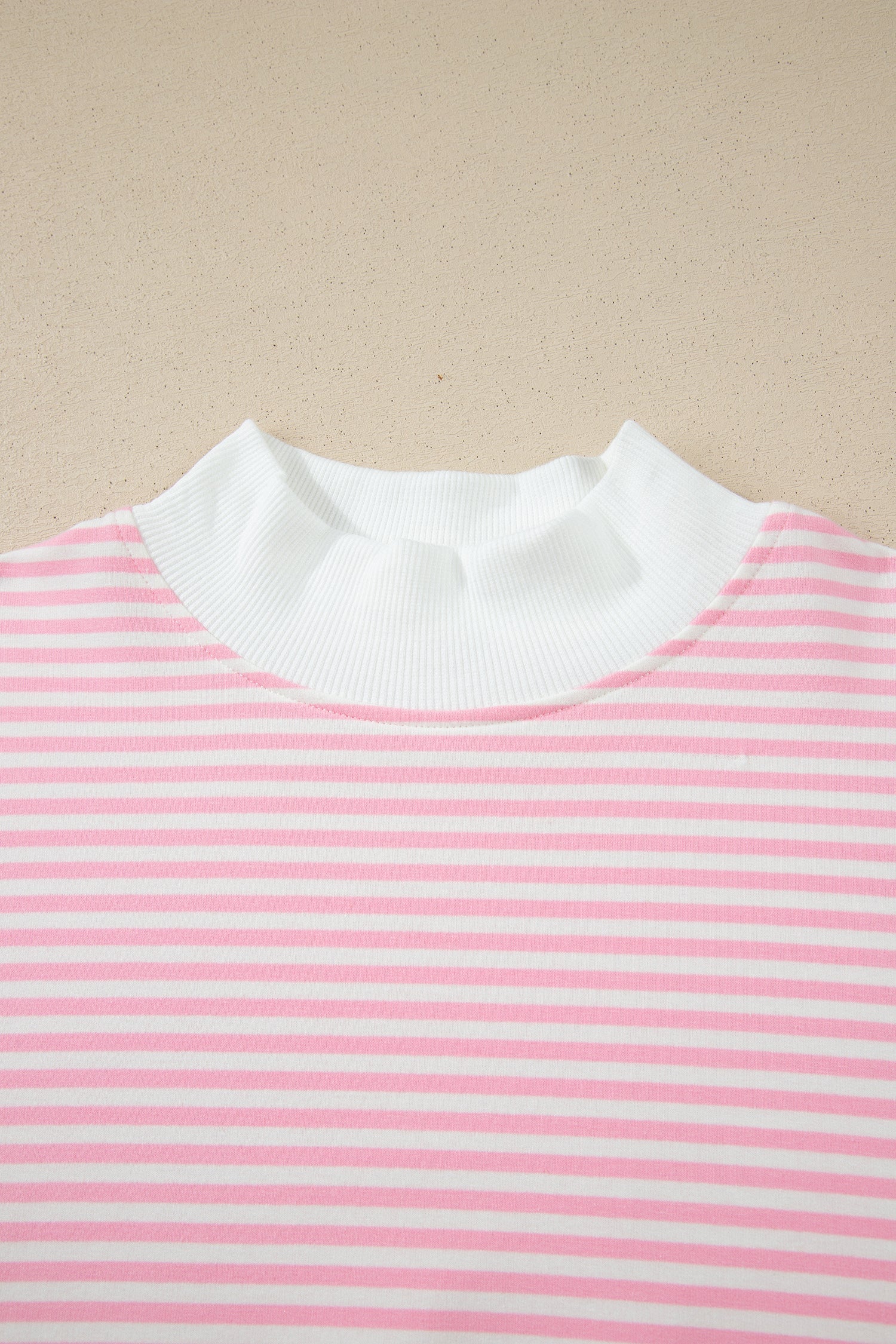 Pink Stripe Oversize Mock Neck Sweatshirt and Shorts Set
