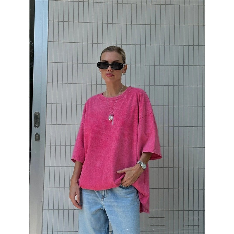 Distressed Casual Loose Fit Crewneck T-Shirt