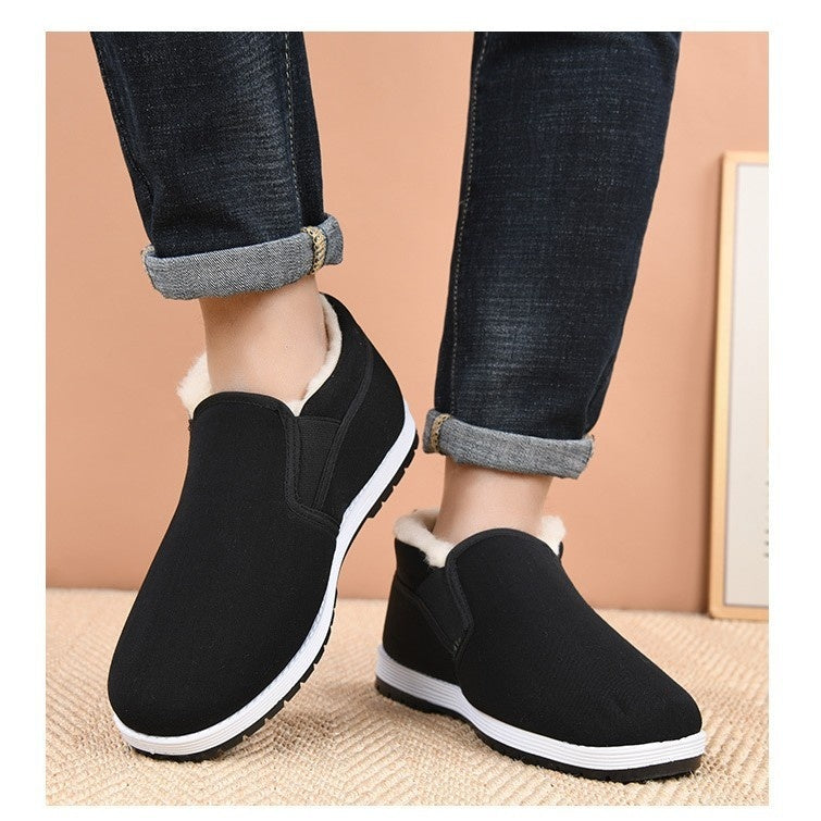 Men's High-Top Wool-Lined Canvas Shoes - Thickened Insole Winter Sneakers