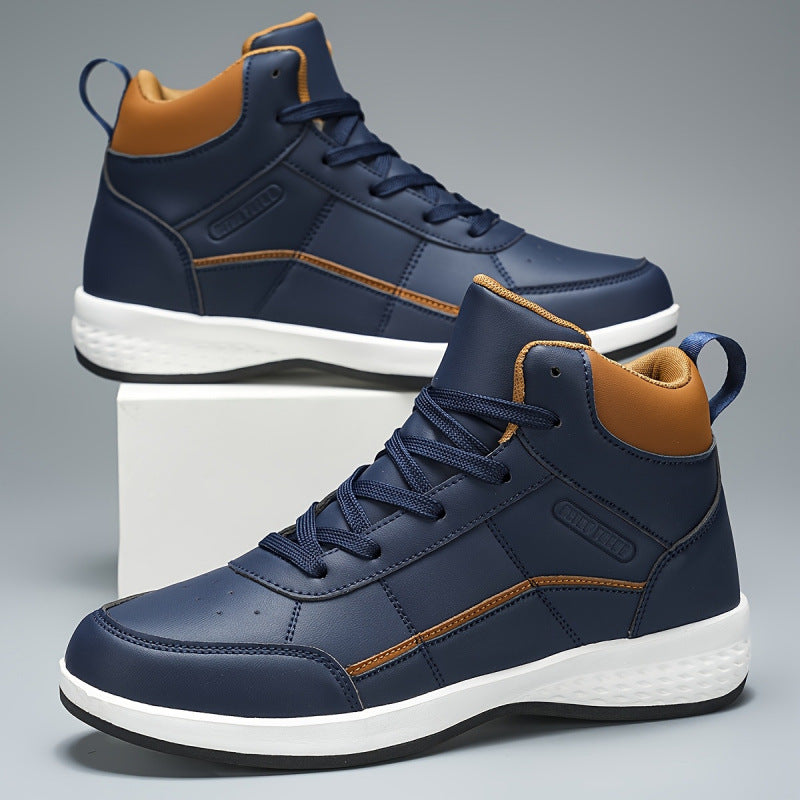 Men's High Top Lace-Up Boots | Anti-Slip PU Leather Loafer Shoes for Men & Women