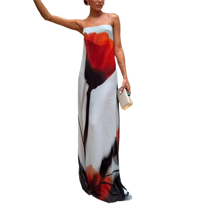 Floral Chiffon Dress with Spaghetti Straps