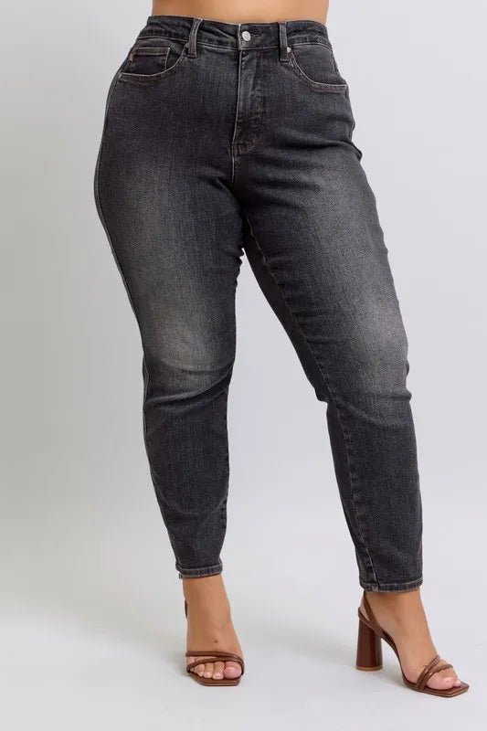 Full Size Mid Rise Tummy Control Slim Jeans Plus Size
