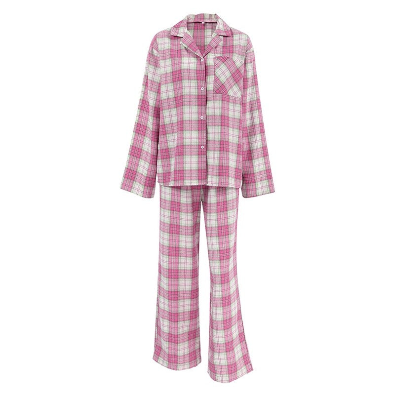 Cozy Plaid Oversized Long-Sleeve Pajama Set