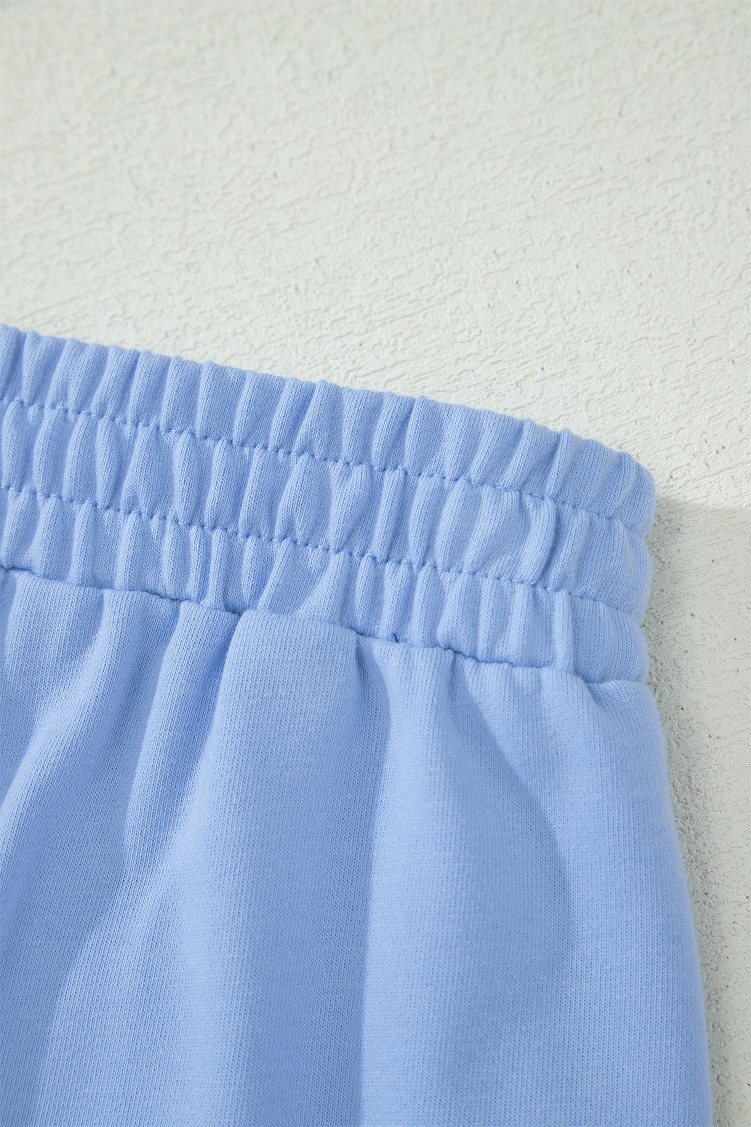 Sky Blue Half Zipped Ruffled Short Set