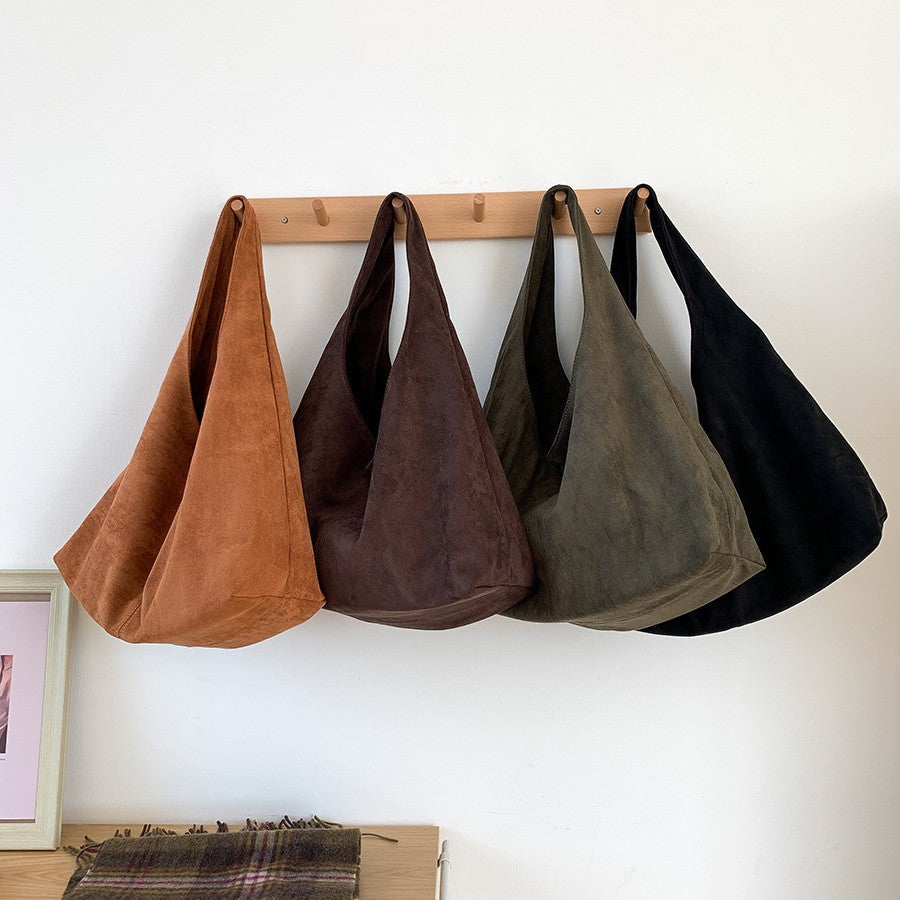 Women's Retro Suede Velvet Dumpling Shoulder Bag | Patchwork Crossbody Handbag