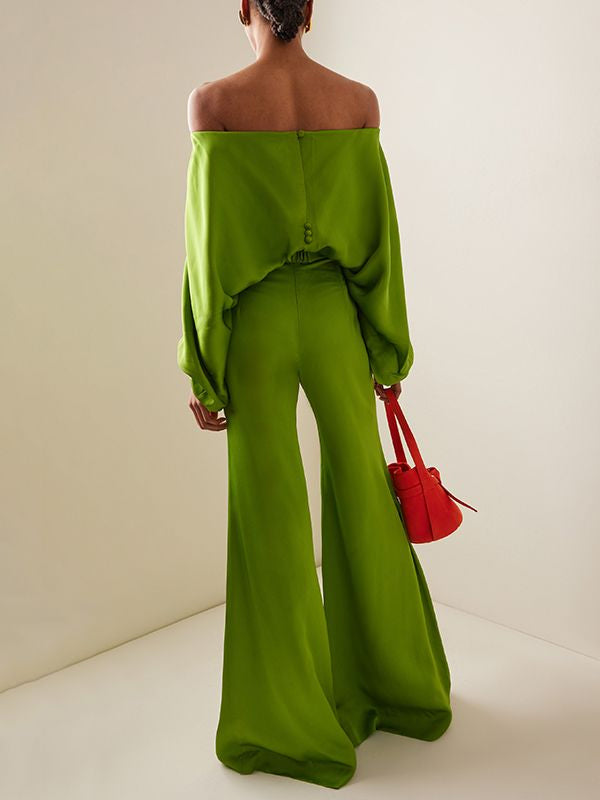 High-Waisted Loose Solid Color Split-Joint Trousers