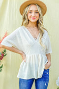 Textured and Soft V Neck Casual Top