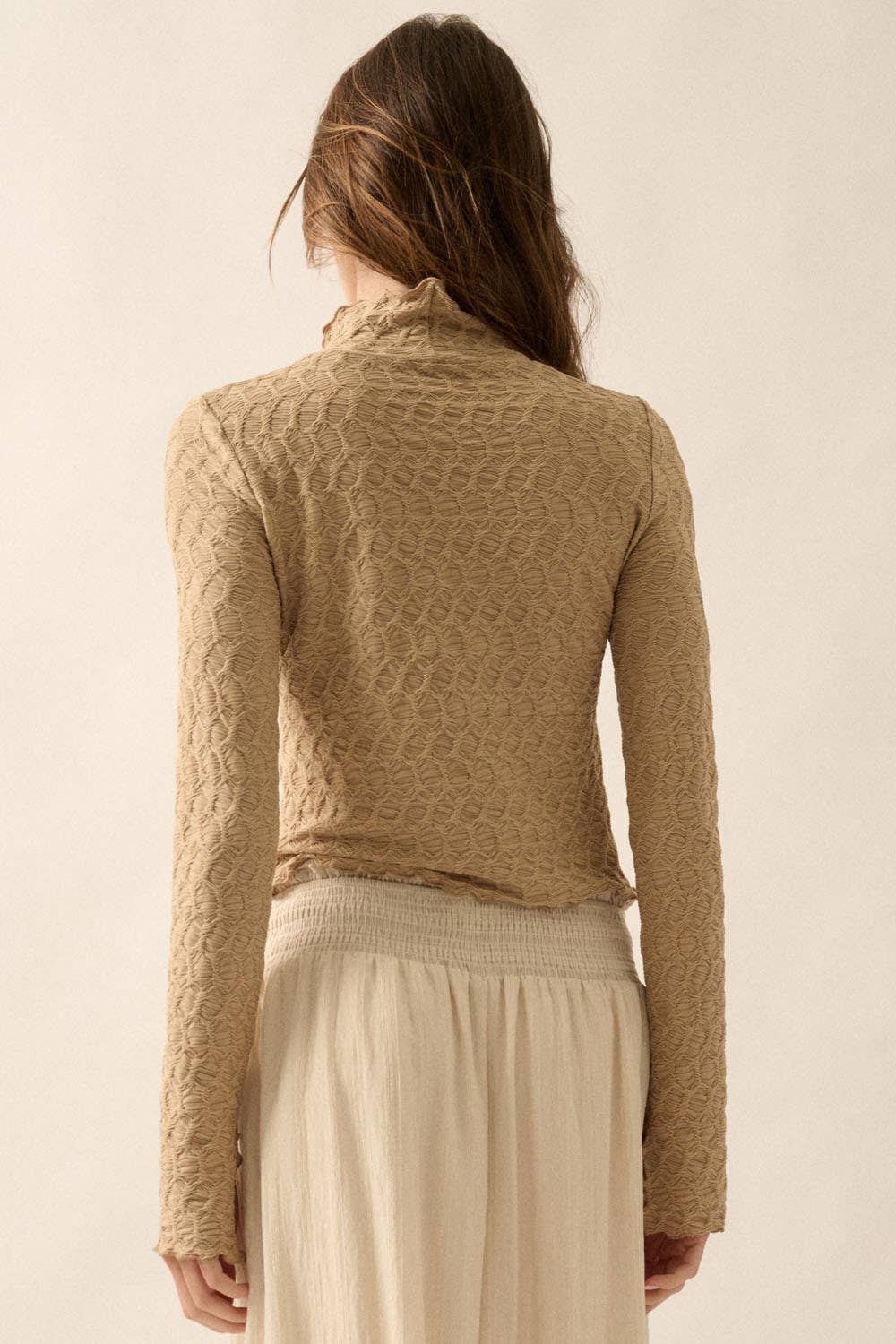 Geometric-Lace Knit Top