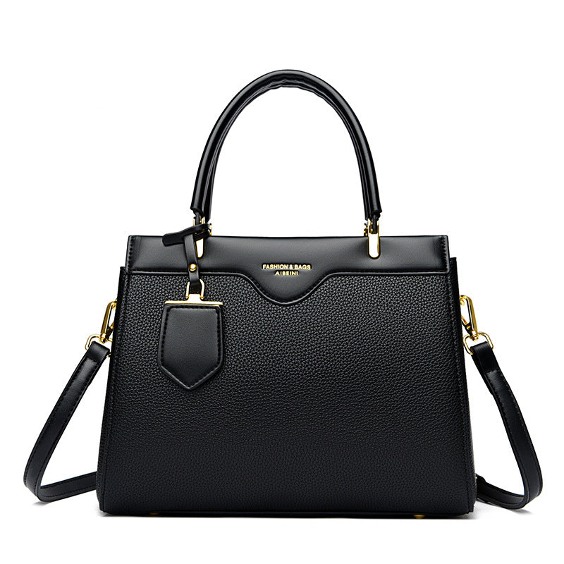 Elegant Patchwork PU Leather Shoulder Tote Bag - Large Capacity Women's Handbag with Phone Pocket