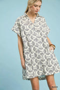 Printed Button Front Shirt Dress