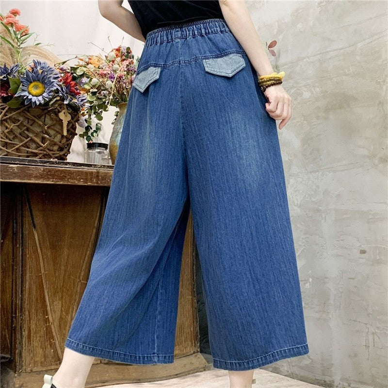 High-Waisted Solid Color Wide-Leg Pants With Tie Waist