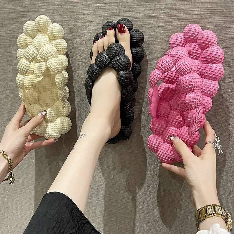 Women's Bubble Slide Sandals | PVC Flat Open-Toe Beach Flip-Flops