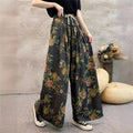 High-Waisted Loose Elastic Waistband Straight-Leg Pants