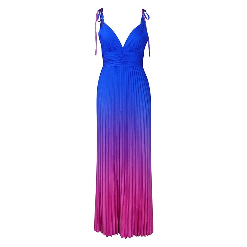 Sure! Here is an optimized title for your clothing product in English:

"Ombre Spaghetti Strap Backless Maxi
