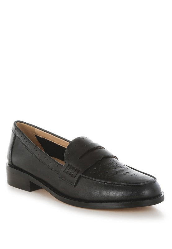 Clotilda Perforated Low Heel Loafers