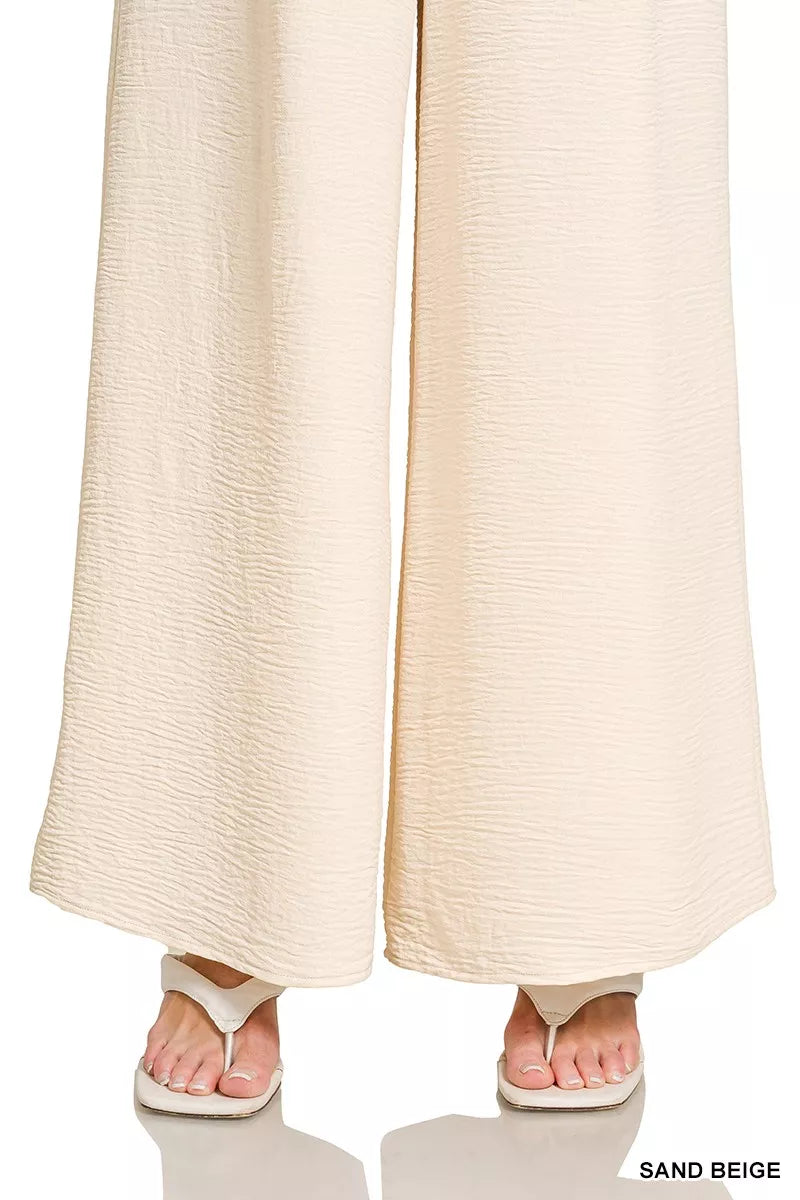 Woven Airflow Elastic Waistband Pants