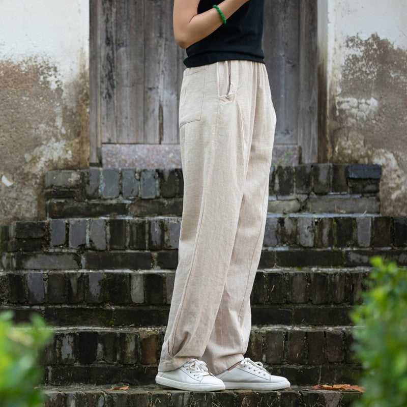 Fleece-Lined Solid Color Casual Lantern Pants
