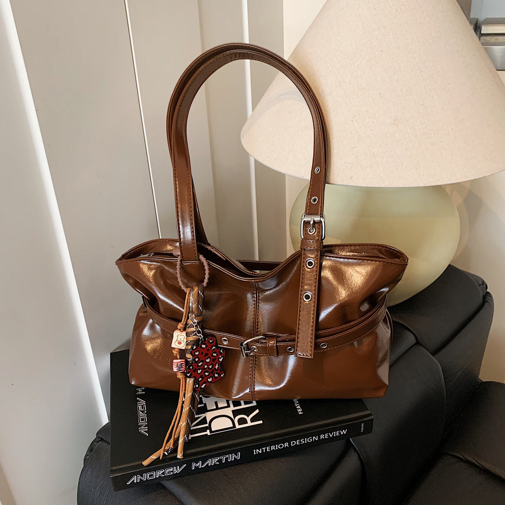 Premium Textured Oil-Waxed Leather Crossbody Bag