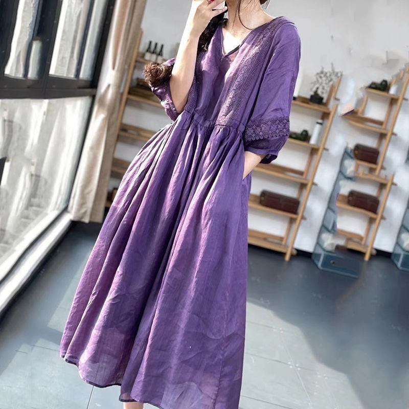Flowy Maxi Dress in Casual Loose Fit and Solid Color
