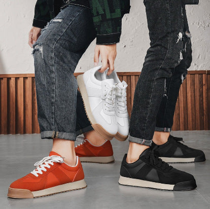 Retro Casual Sneakers - Thick Sole Square Toe Lace-Up Shoes
