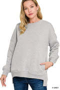 Full Size Fleece Hi-low Boyfriend Sweatshirts with Pockets Plus Size