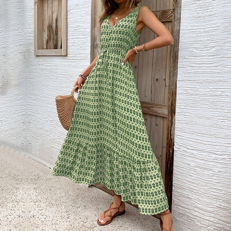 Chic Rhombus Pattern Sleeveless Dress