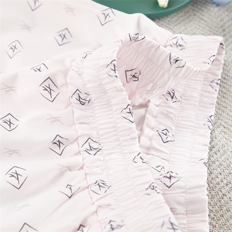 Floral Print White Sateen Pajama Set