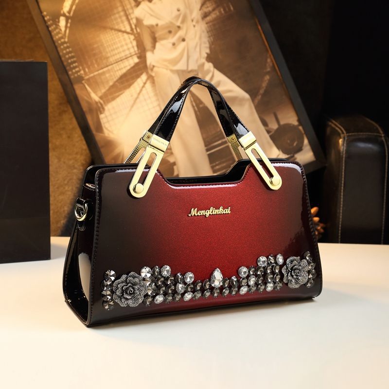 Studded Leather Tote Bag for Women – Diamond Encrusted Pillow Shape Shoulder Bag