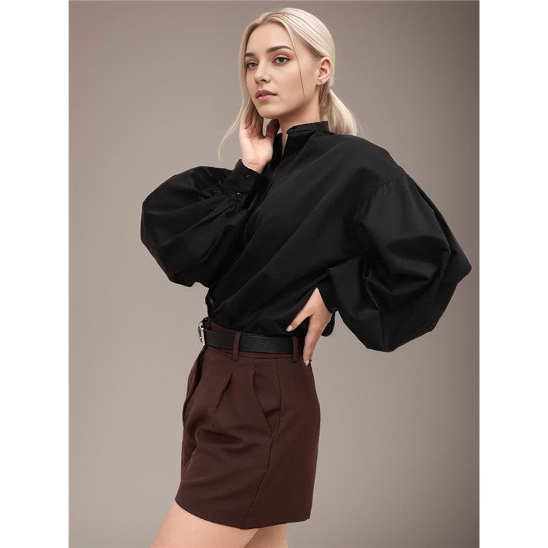 Casual and Stylish Loose Lantern Sleeve Shirt with Unique Design