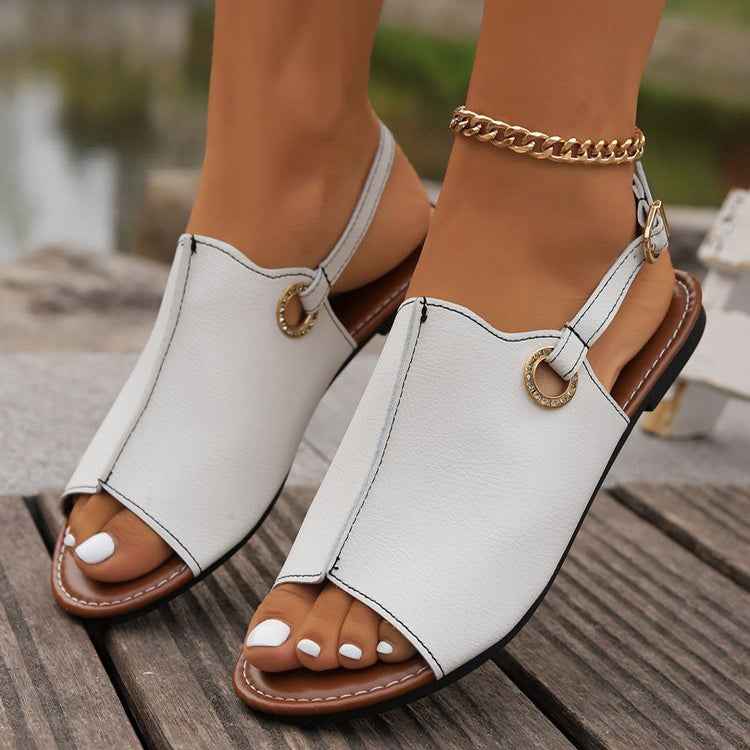 Peep-Toe Buckle Sandals