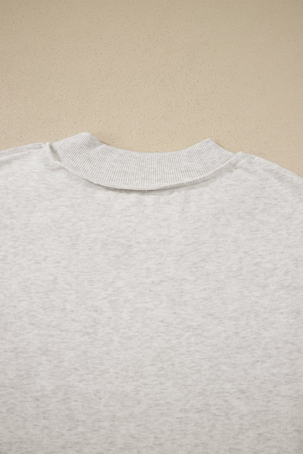 Light Grey Exposed Seam Detail Mock Neck Tee