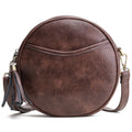 Retro Small Round Crossbody Bag – Zipper Closure | PU Leather | Women's Streetwear Bag