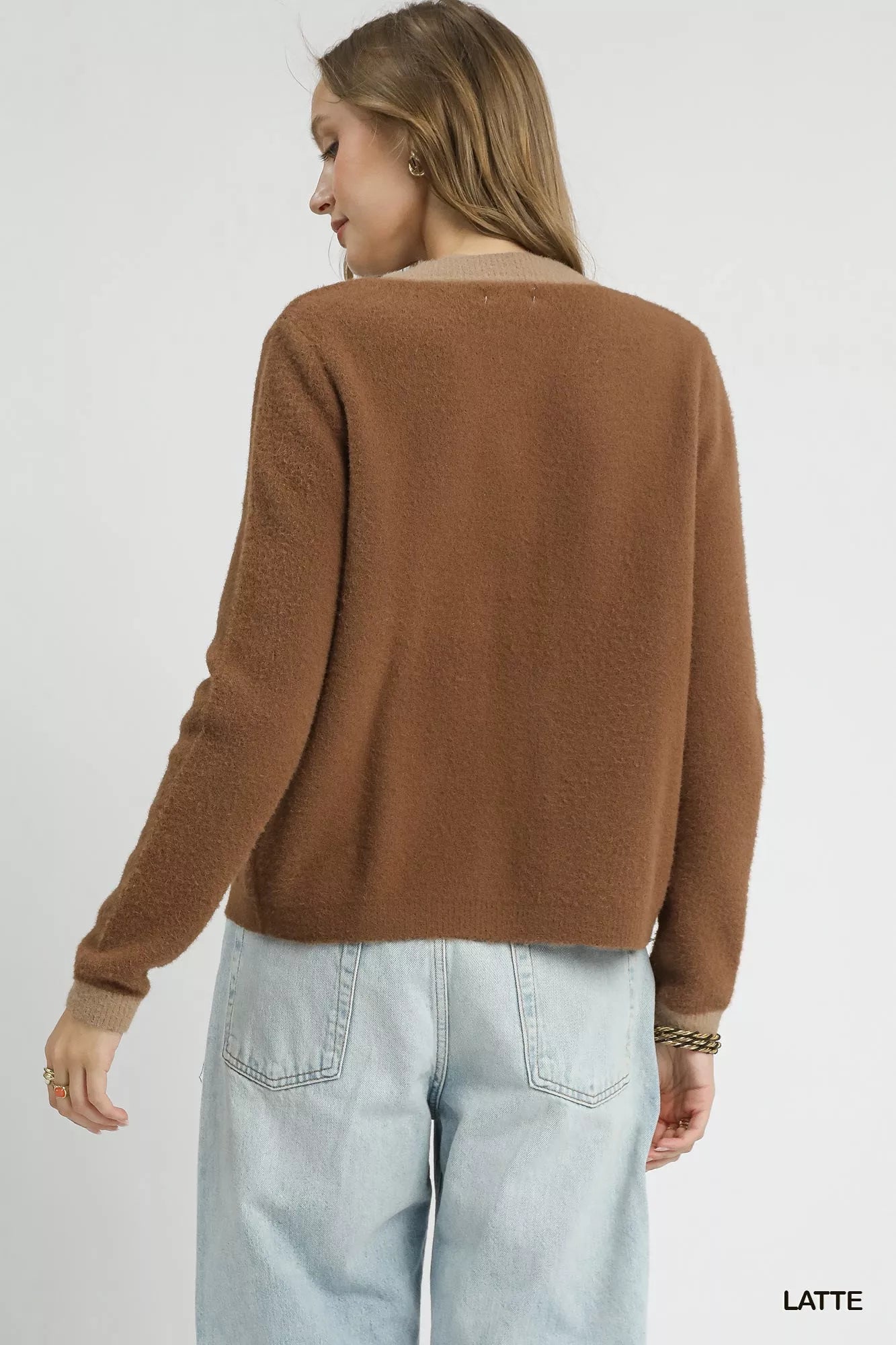 Two-Tone Button Front Cardigan