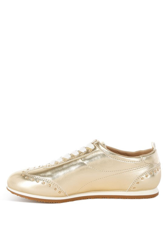 Yorika Studded Metallic Pleather Sneakers