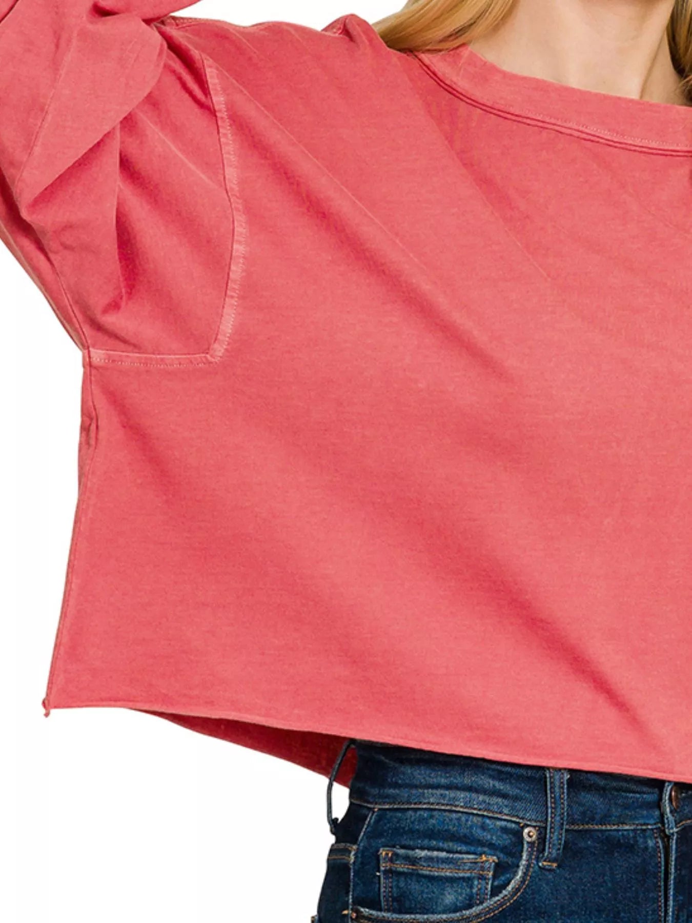 Pigment Dye Enzyme Washing Oversized Round-Neck T-Shirt