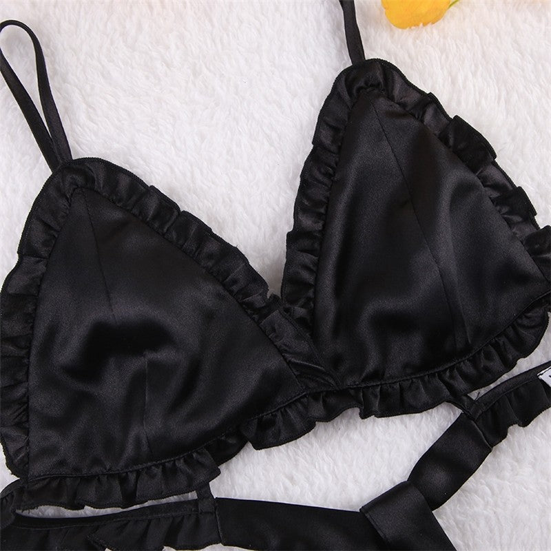 Lace-Trimmed Lingerie Set with Matching Robe and Shorts