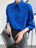 Stylish 3 Colors Solid Color Long Sleeves Blouse