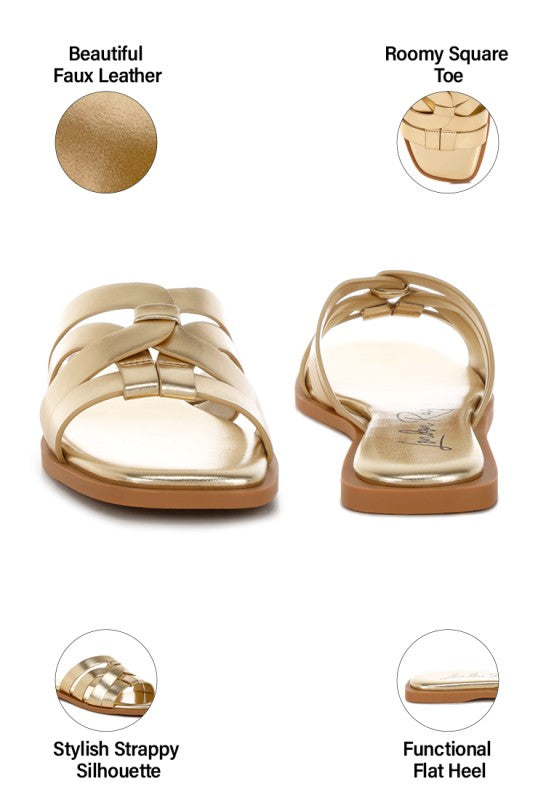 Heble Metallic Faux Leather Slip Ons