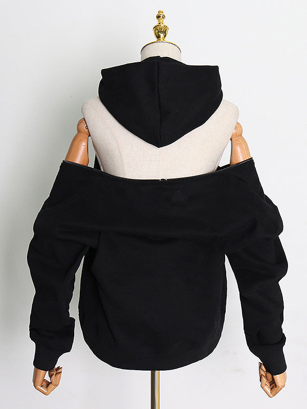 Casual Loose Solid Color Hoodies Top