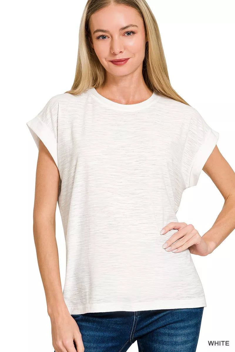Slub Cuffed Sleeve Tee
