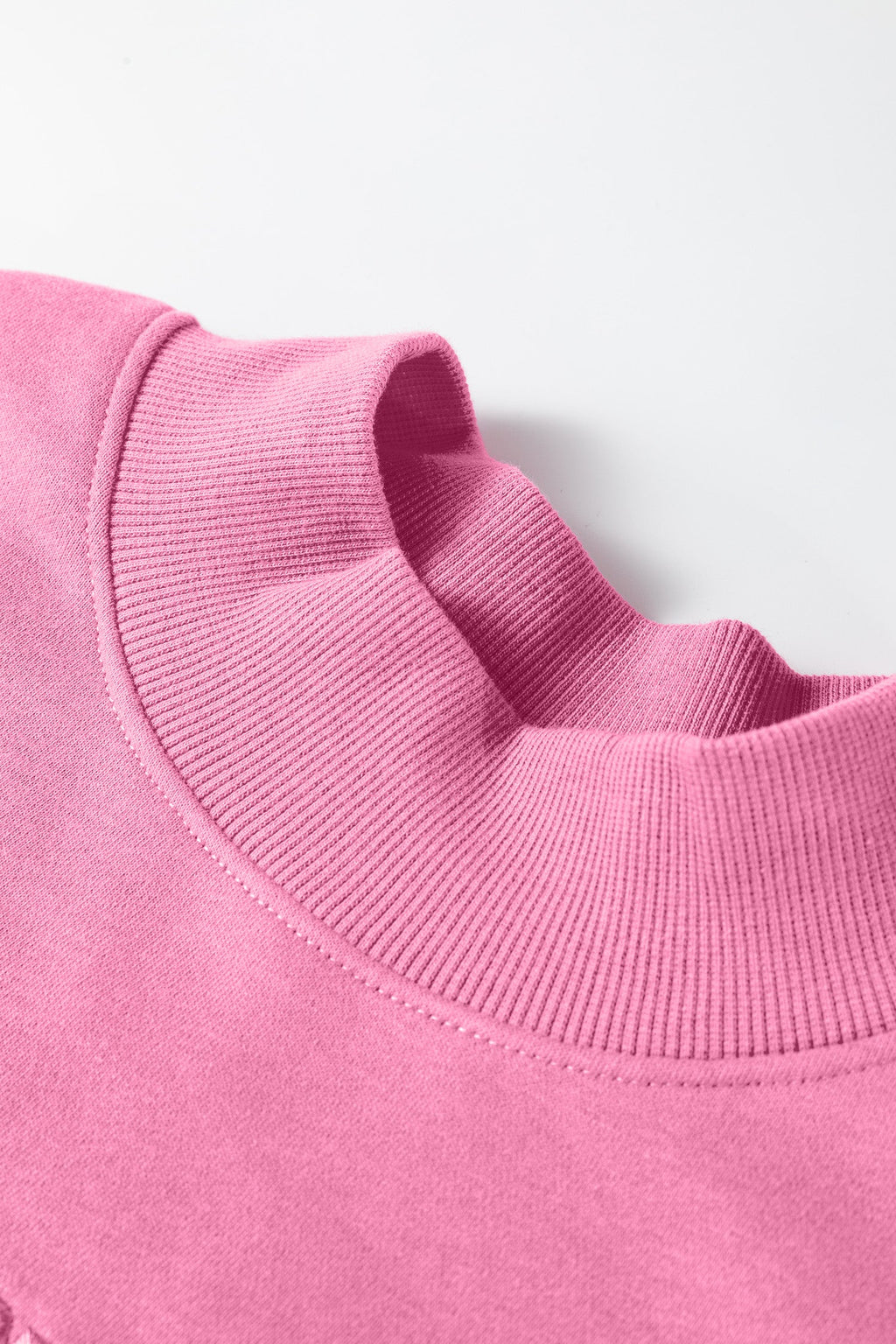Bright Pink Oversize Blessed Embroidered Mock Neck Sweatshirt