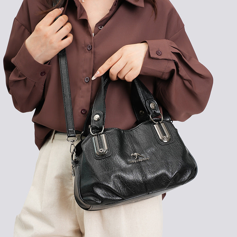 Women's Soft PU Leather Bucket Handbag – Retro European Style