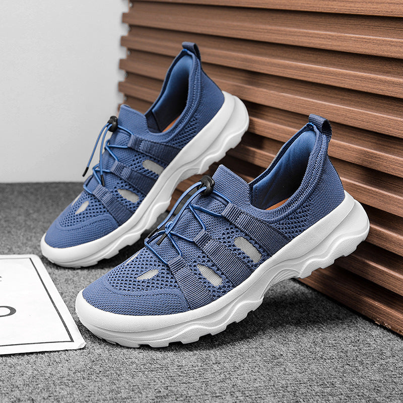 Men's Mesh Breathable Sneakers – Lightweight Color-Block Low-Top Athletic Shoes