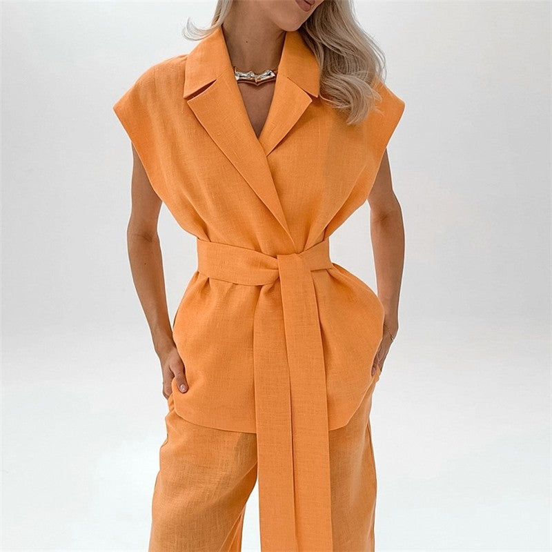 Lounge in Style: Tie-Front Cardigan and Wide-Leg Pants Set