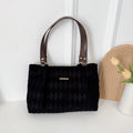 Women's Quilted Fabric Tote Bag – Minimalist Shoulder Bag with Diamond Pattern | Black, Beige, Khaki, Green