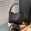 Women's Quilted Bucket Bag with Silk Scarf - PU Leather Crossbody Handbag