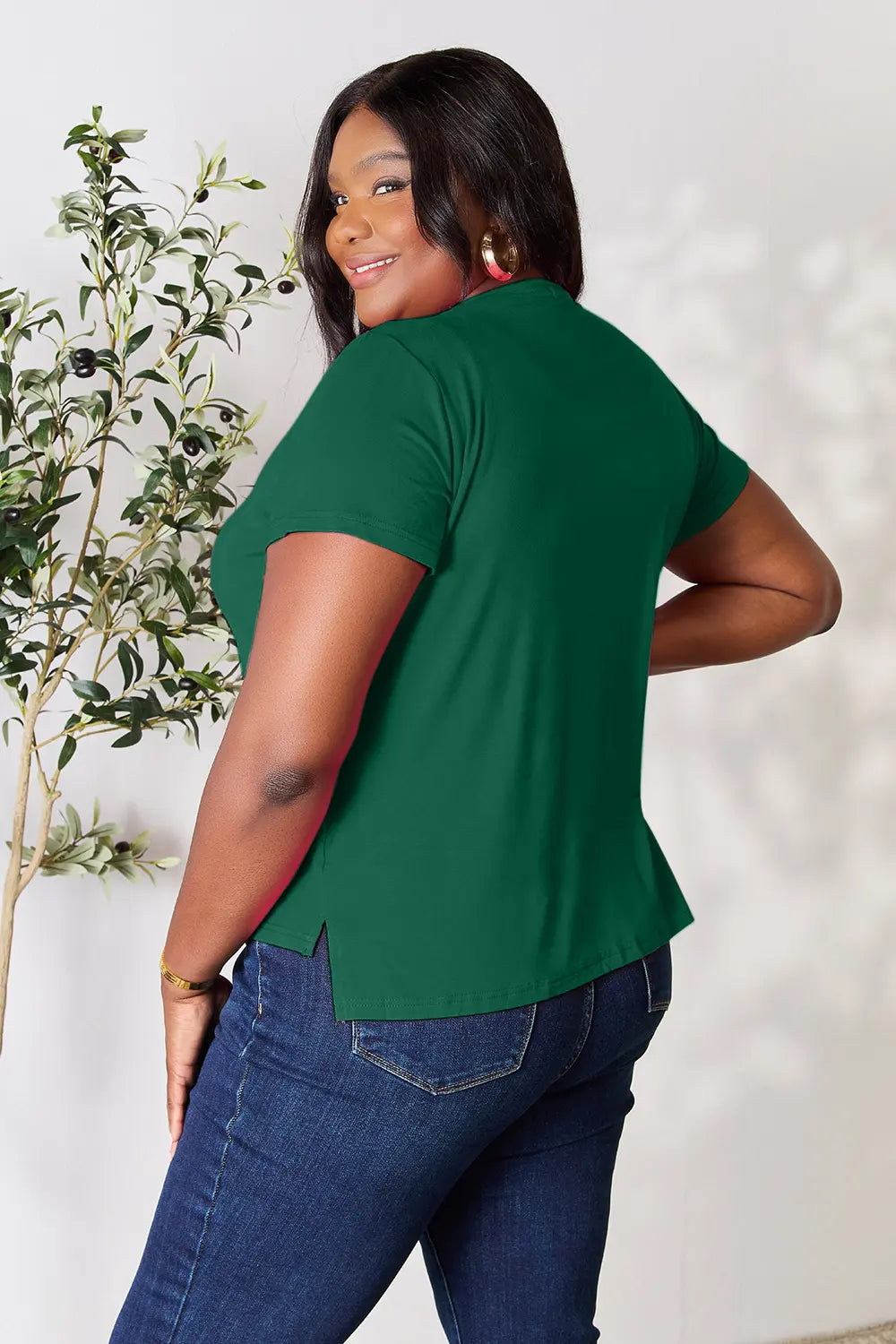 Full Size Round Neck Short Sleeve T-Shirt Plus Size