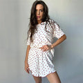 Leaf Print Hem Short Sleeve Pajama Set